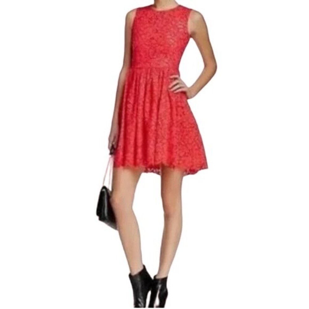 Kate Spade Coral Take A Walk On The Wild Side Geranium Lace Fit Flare Dress 4